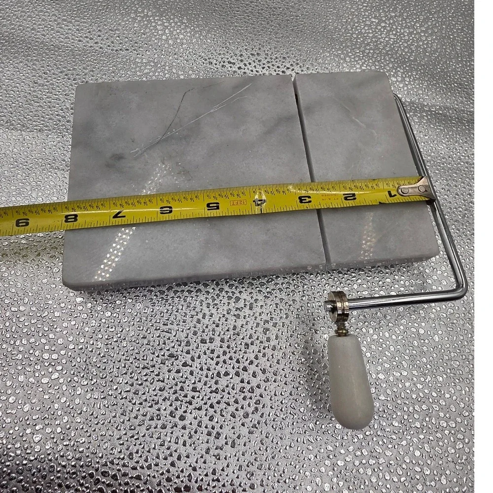 Grey Marble Cheese Slicer Board Stainless Steel Wire Cutter‎ Charcuterie O2